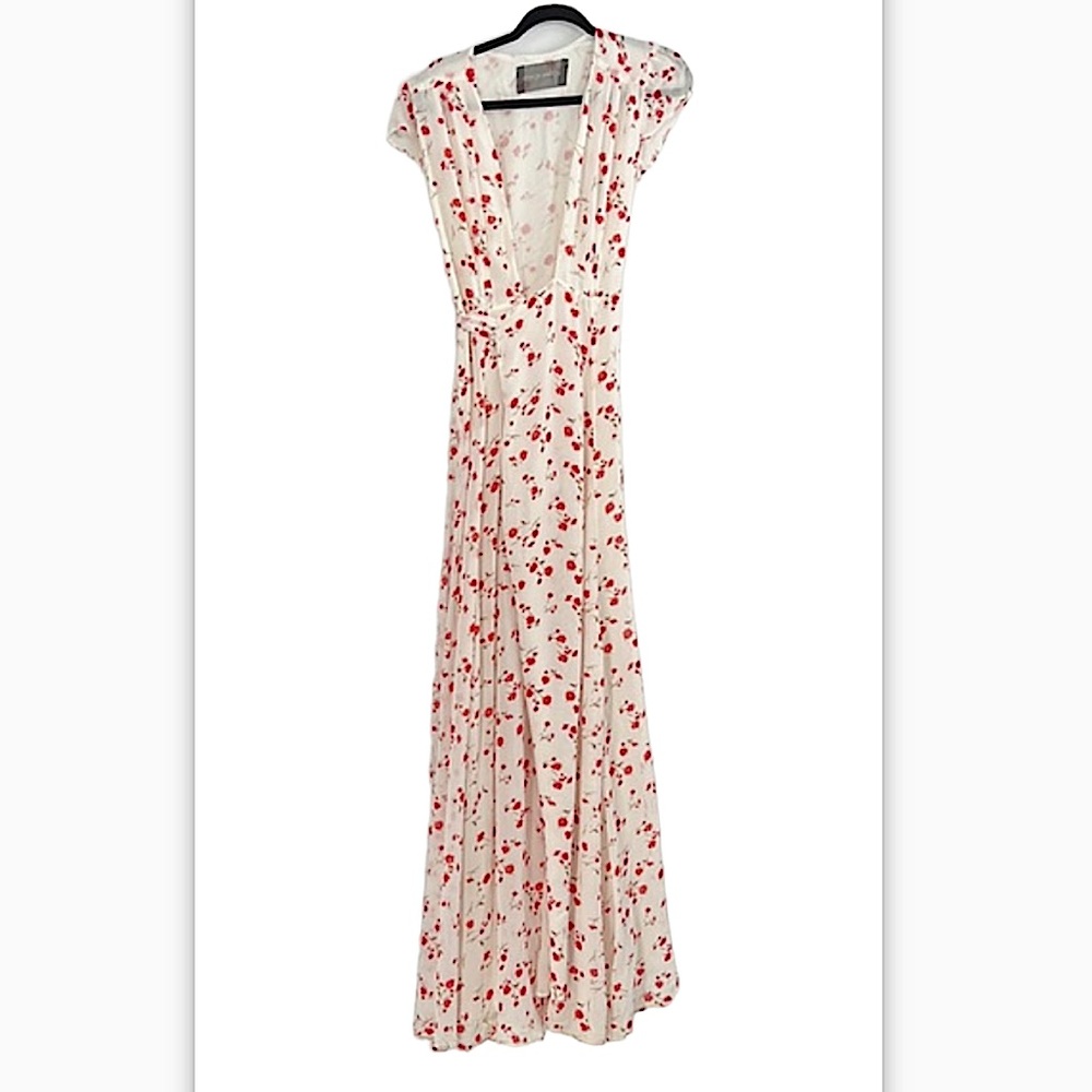 Reformation red white floral long maxi dress size small